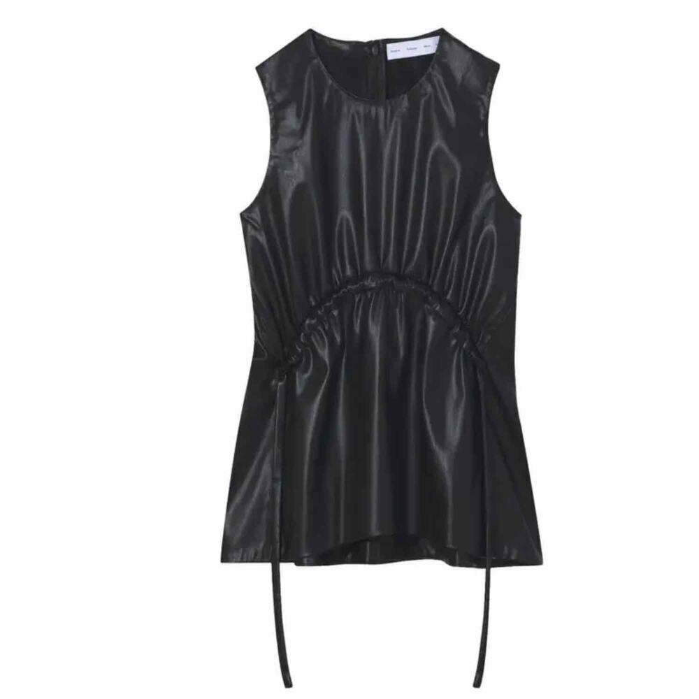 Proenza Schouler White Label Drawstring Detail Faux Leather Top Size 4
